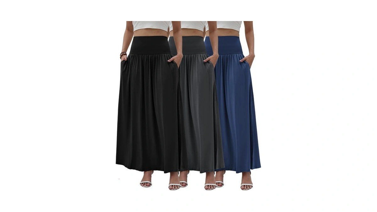 Chicyoo 3 Pack Boho Maxi Skirts For Women Flowy Elastic