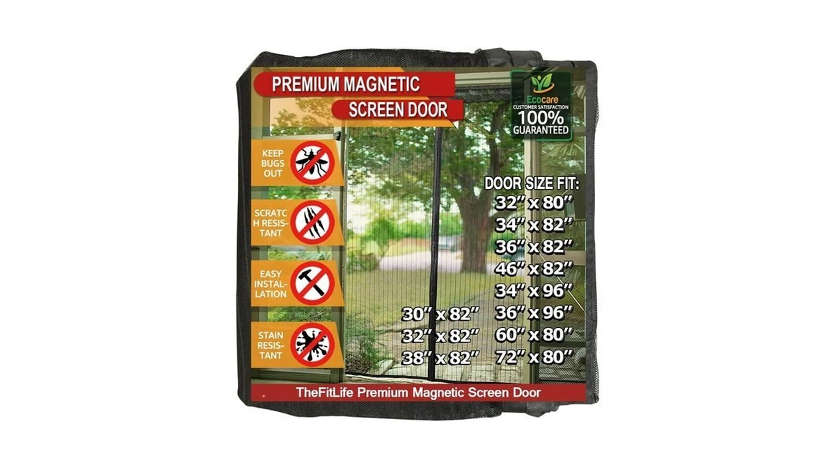 Thefitlife Magnetic Screen Door, Heavy Duty Mesh Bug Curtain
