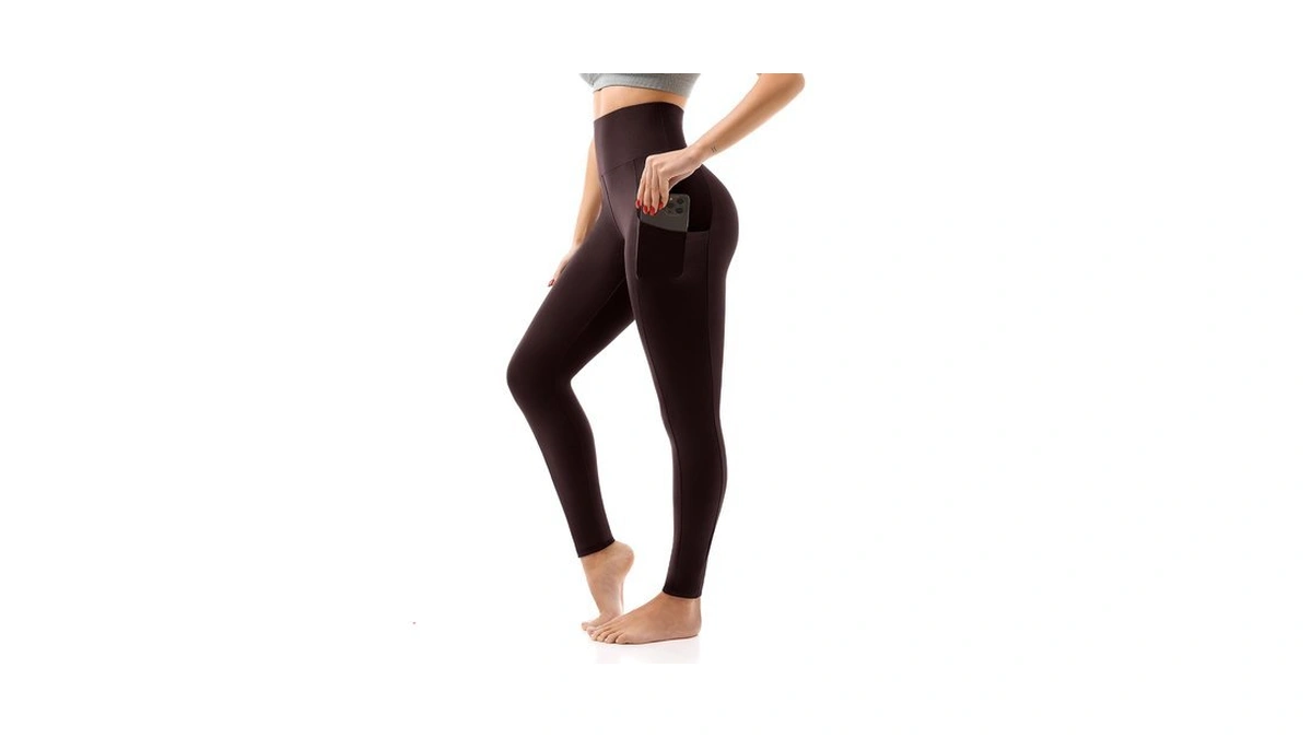 Sinophant High Waisted Leggings With Pockets, Full Brown, L-xl