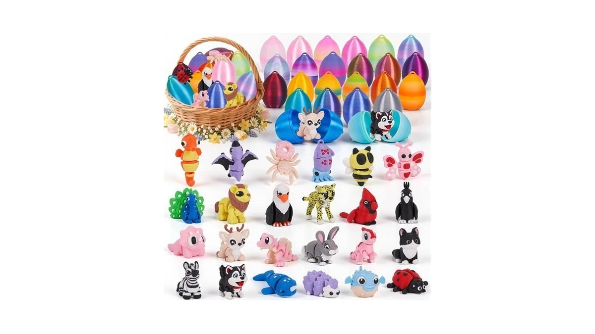 Yilcer Mini 3d Printed Animals With Eggs Flexible Articulated Fidget