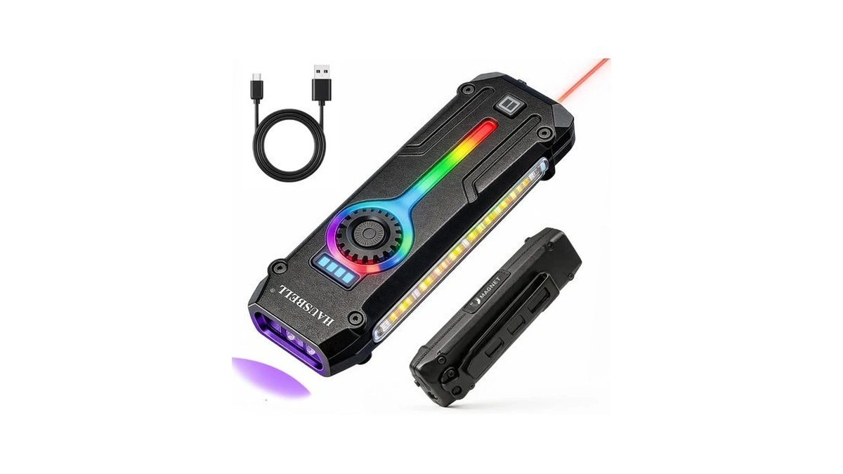 Flat Edc Rechargeable Tactical Flashlight, Uv Magnetic Led Small Work