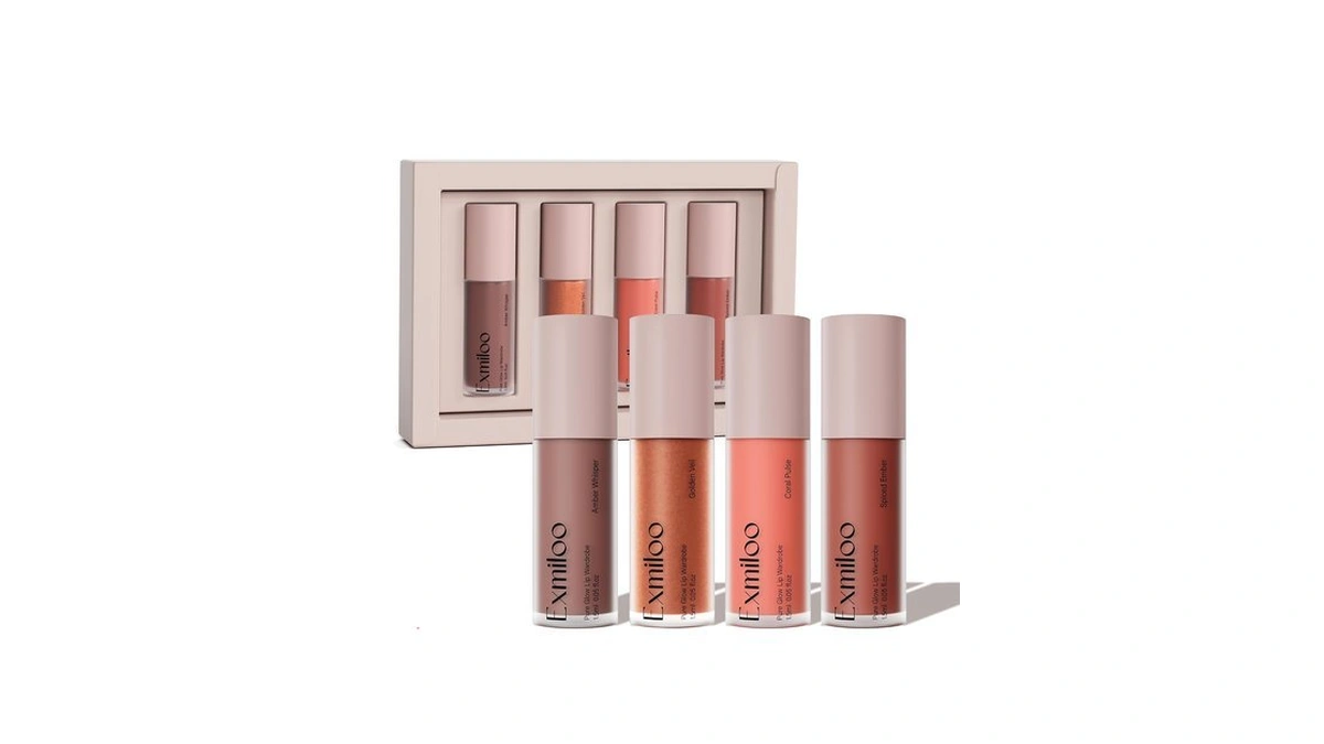 Exmiloo Mini Lip Tint Stain Set, Coral Amber & Golden