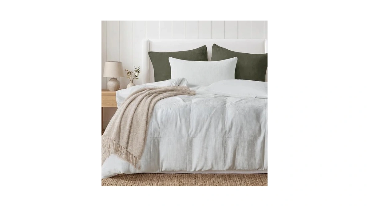 Hyprest Muslin Duvet Cover King,100% Cotton Cloud Gauze,soft Textured White