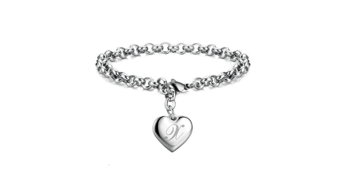 Monily Initial Charm Bracelets For Women Stainless Steel Letters X