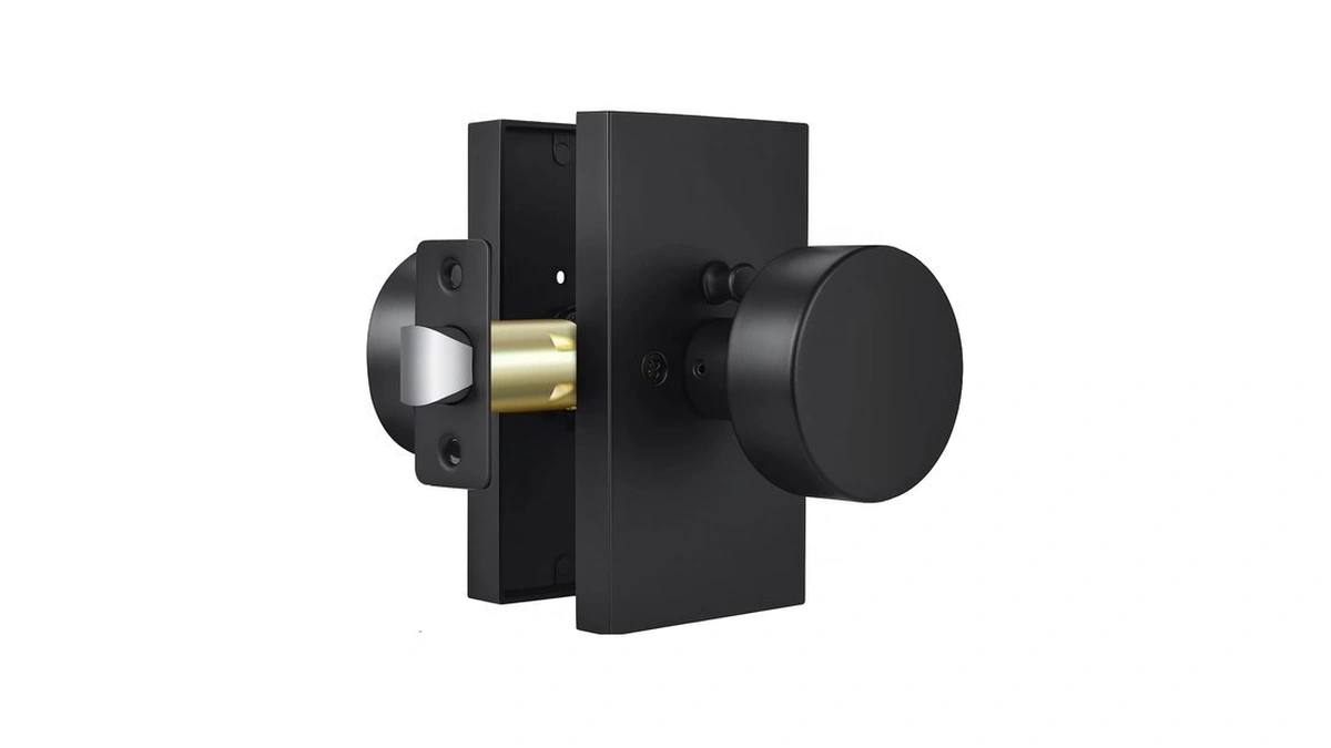 Kbh Applications Matte Black Door Knobs Interior With Lock, Heavy