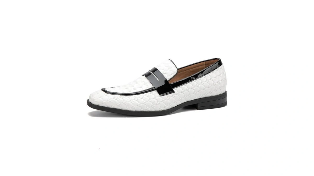 Jitai Men's Loafers Fashion White Dress Shoes For Wedding, Party