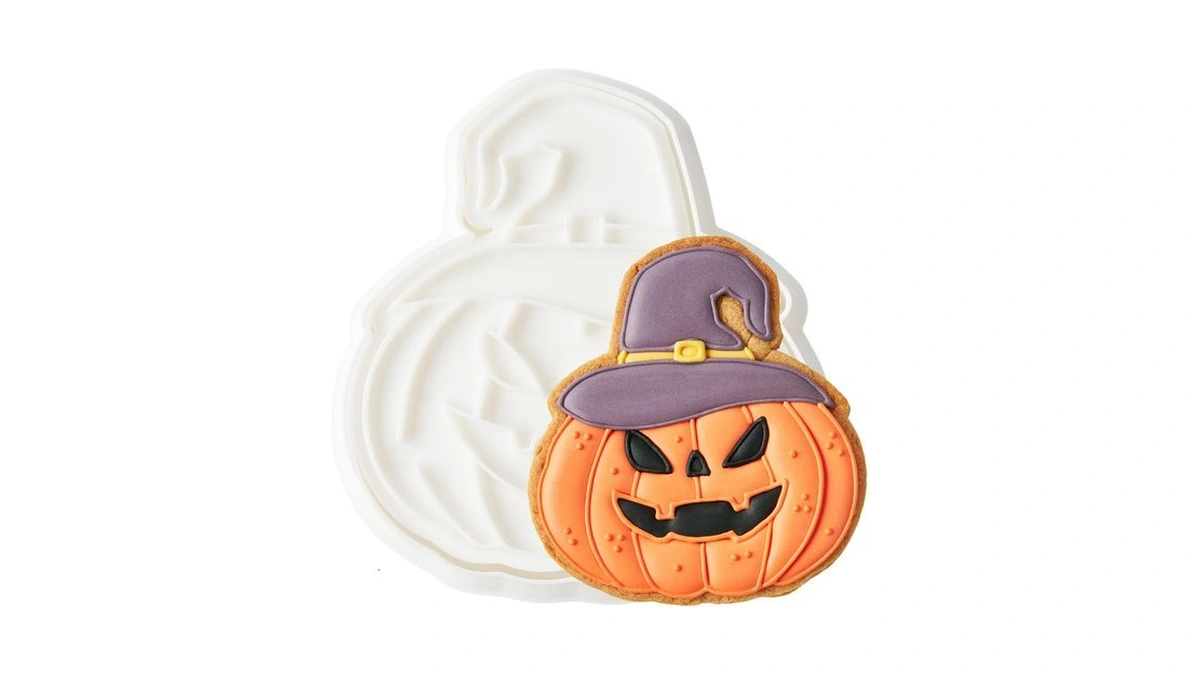 Flycalf Pumpkin Cookie Cutters With Witch Hat With Plunger Stamps
