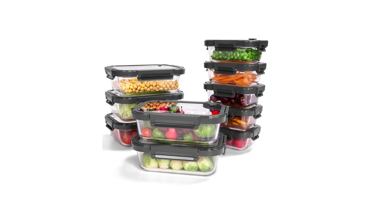 Borohouse 10-pack Glass Food Storage Containers With Tempered Glass Lids