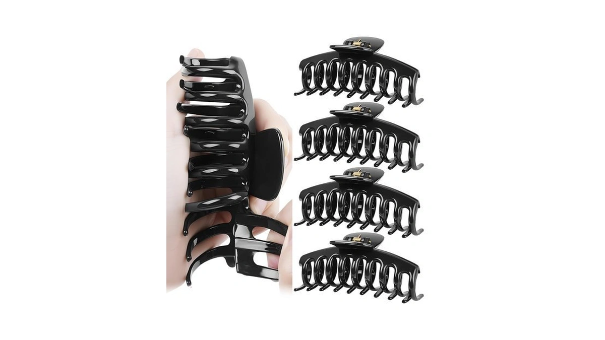 Tocess Nylon Hair Claw Clips: Flexible & Unbreakable Safe Black