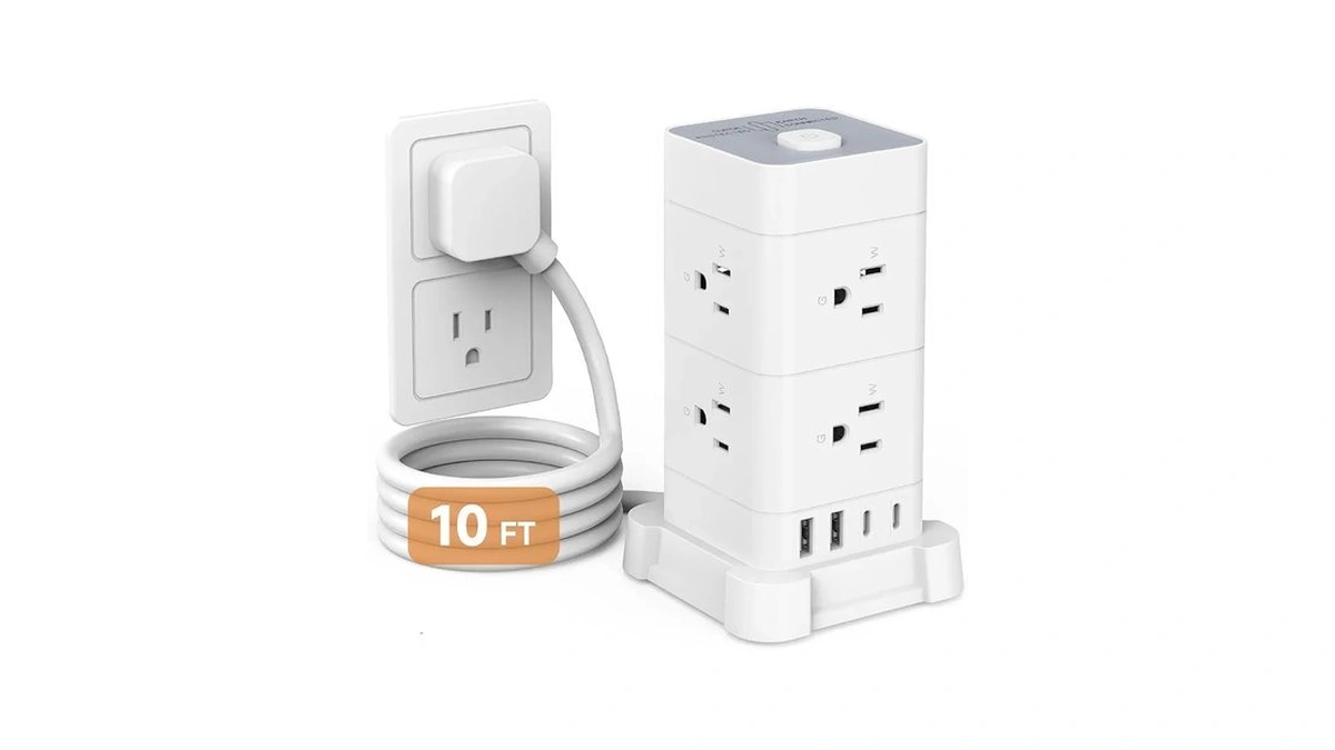 Power Strip Tower With 8 Ac Outlets 4 Usb Ports