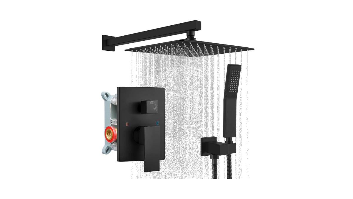 Gotonovo Shower Faucet Set With Handheld Spray Matte Black,10'' Head