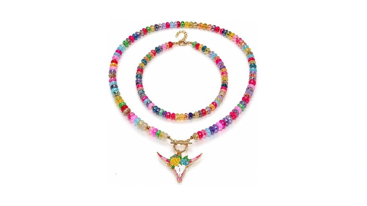 Diowus Western Cowgirl Colorful Beaded Necklace For Women, Boho Dopamine