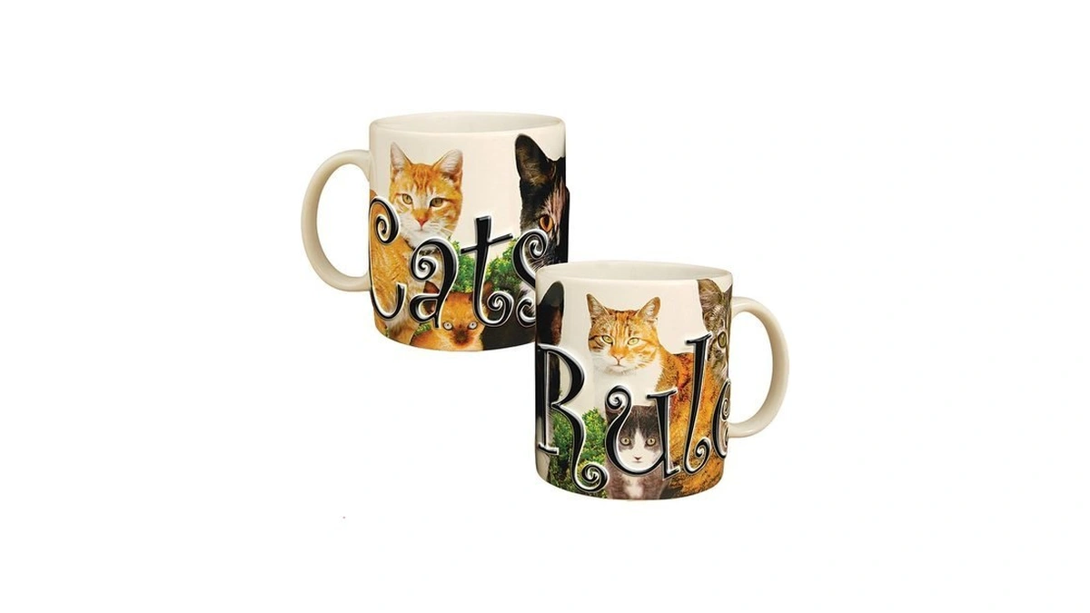 Americaware Pmcat01 18oz. Ceramic Cats Rule Mugs