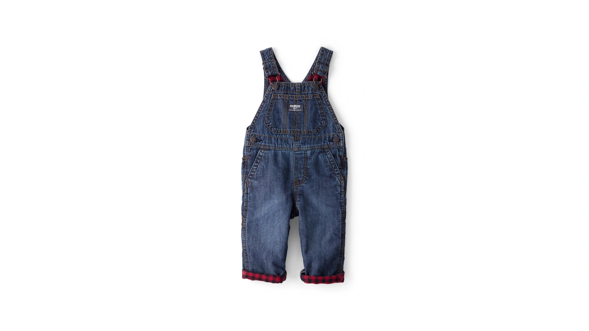 Oshkosh Boys World's Best Overalls, Blue Buffalo Check, 2t