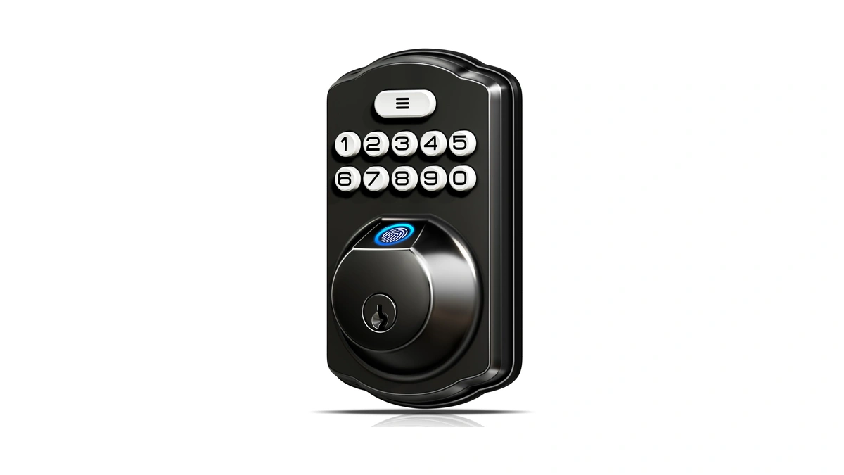 Veise Ks02a Fingerprint Door Lock, Keypad Deadbolt, Matte Black