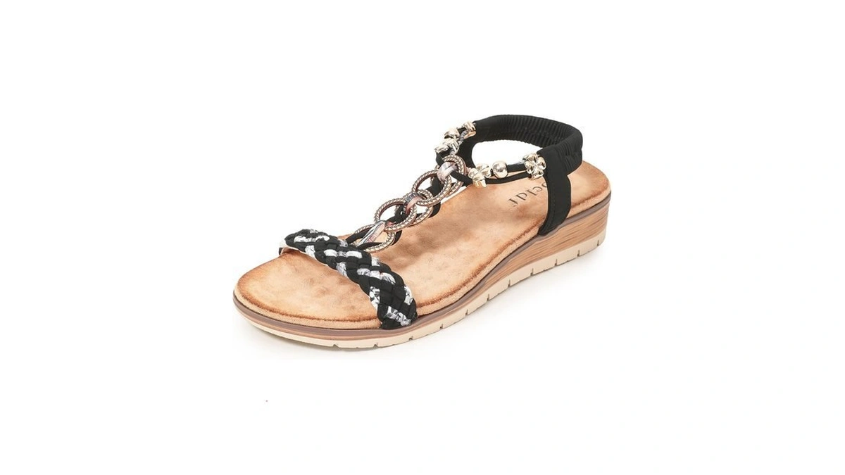 Qbcldf Women's Wedge Sandals Open Toe Elastic Ankle Strap Braided