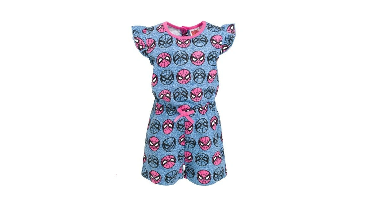 Marvel Spider-man Big Girls French Terry Romper Blue 10-12