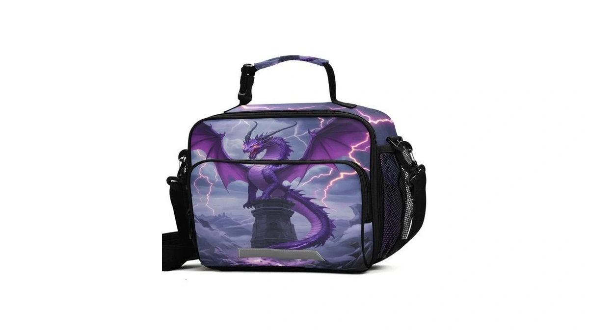 Alaza Purple Dragon Lightning Kids Lunch Box, Girls Boys Lunchbox