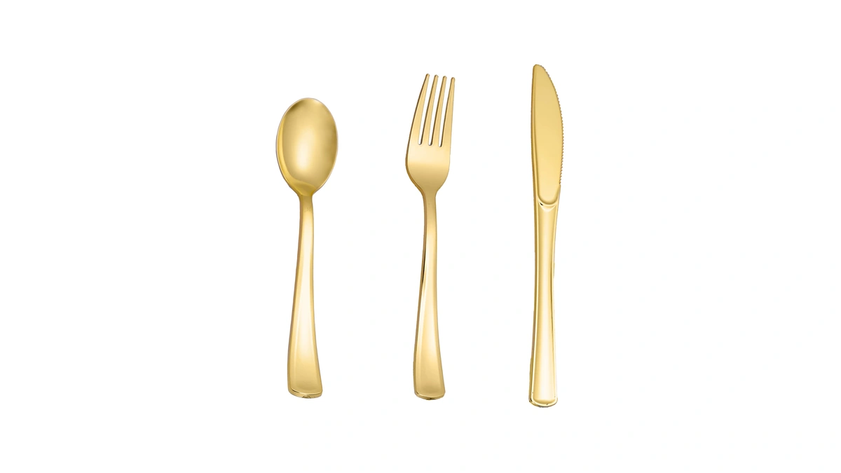 N9r 160pcs Gold Plastic Silverware, Disposable Plastic Cutlery/utensils
