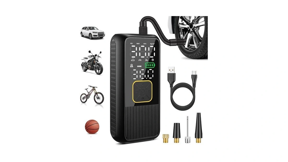 Pwperry Tire Inflator Portable Air Compressor, 4x Faster 150psi Smart