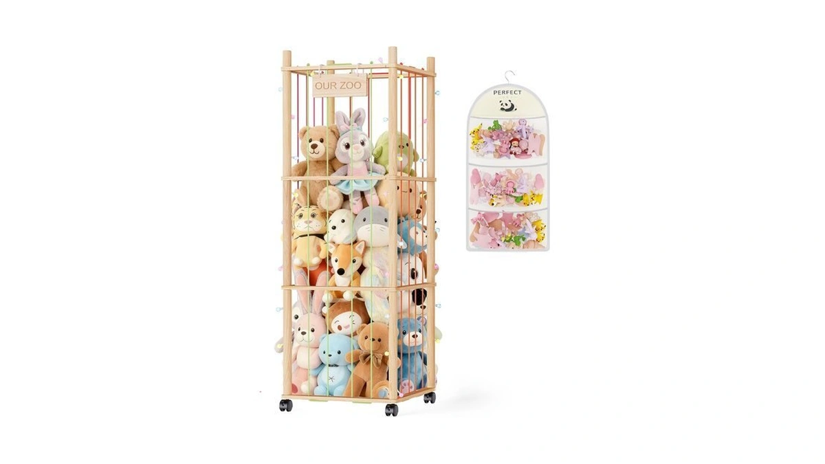Stuffed Animal Storage & Organizer: Wooden Stuffed Animal Holder -