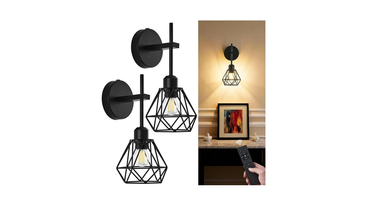 Bailoch Black Hollow Wireless Battery Operated Wall Sconces Set Of