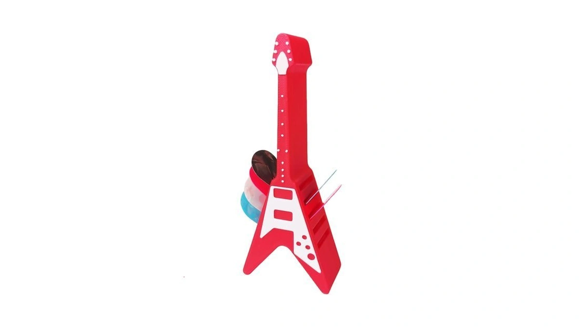 Hikiwin Guitar Pick Holder With 6 Guitar Picks, Mini Guitar