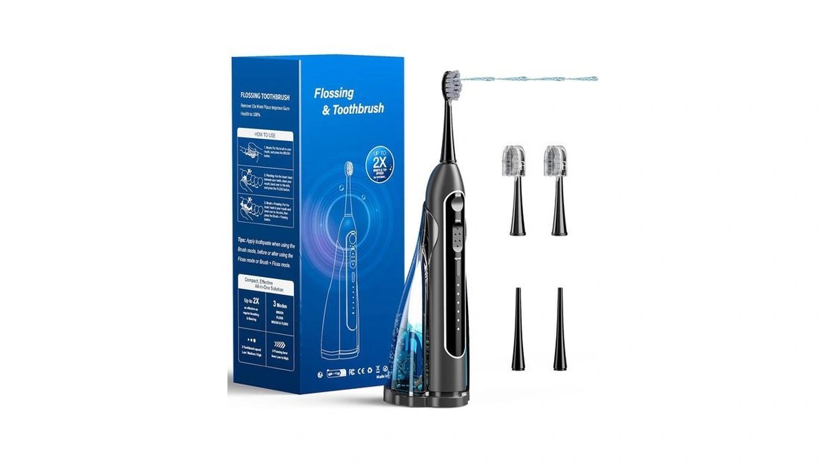 Electric Toothbrush With Water Flosser,portable Power Flossing Toothbrush