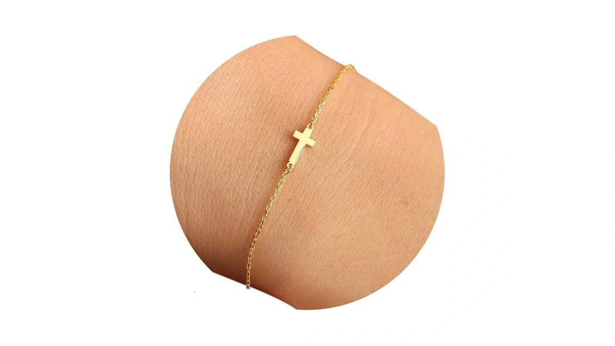 Baylay Cross Bracelet For Women, 18k Gold Plate Bracelet