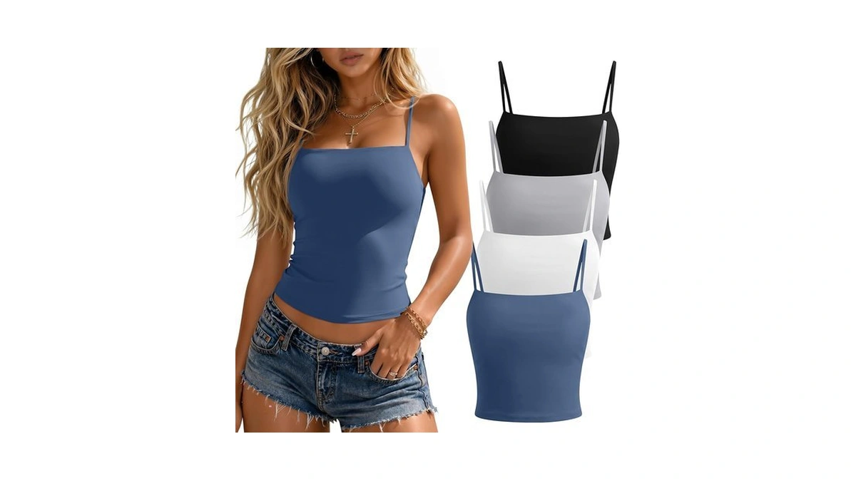 Joymotion 4 Pack Women's Double Lined Crop Tank Tops, Medium,