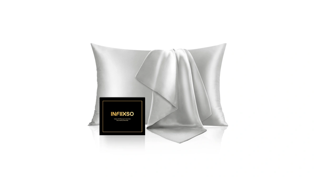 Infiixso Mulberry Silk Pillow Cases Standard Size With Zipper, Light