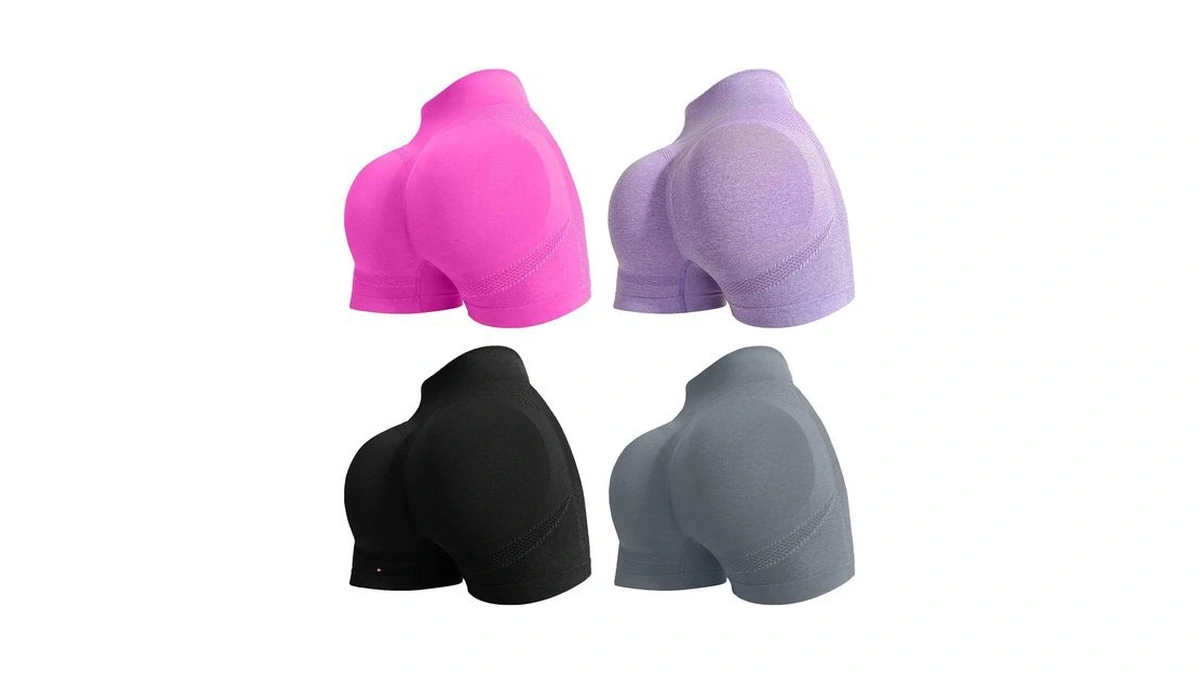 Yoakuka Women's 4 Piece Workout Shorts Yoga Gym Seamless Scrunch