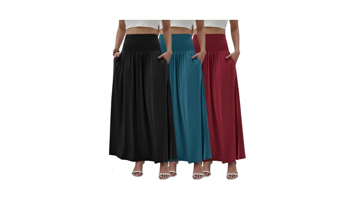 Chicyoo 3 Pack Boho Maxi Skirts For Women Flowy Elastic