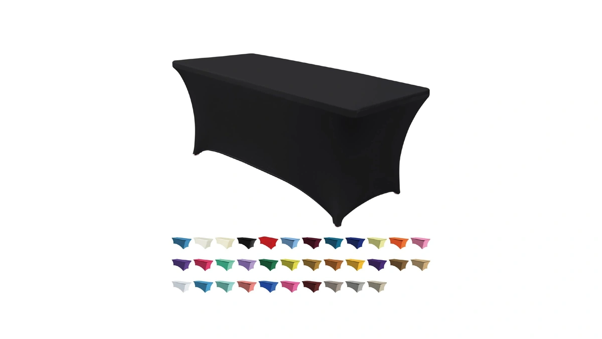 Abccanopy 6ft Spandex Table Cover, Stretch Fitted Tablecloth, Black