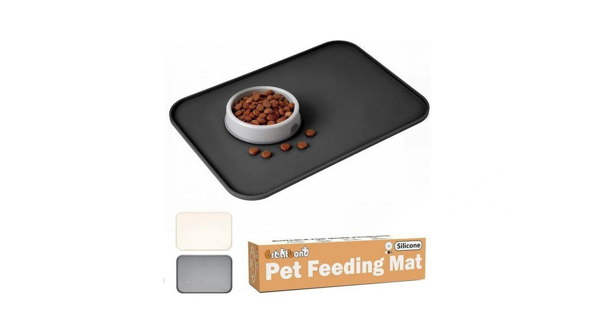 Greatbond 100% Waterproof Silicone Pet Feeding Mat,warped Resistant Raised Edge