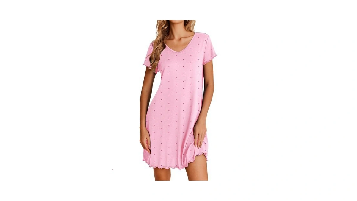 Ekouaer Womens Nightgown Short Sleeve Night Gowns Soft Ruffled Sleep