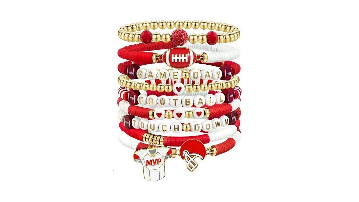 Amazon : 9 Pcs Game Day Football Charm Bracelets