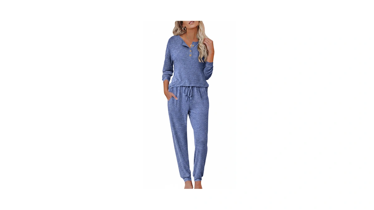Ekouaer Womens Pajama Sets Long Sleeve Henley Neck Pj Sets