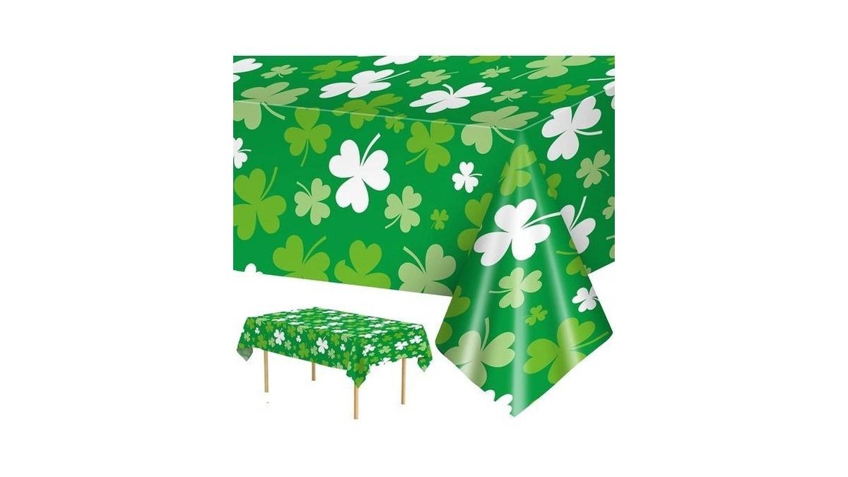 2 Pack St Patrick's Day Tablecloth - Green Shamrock Table