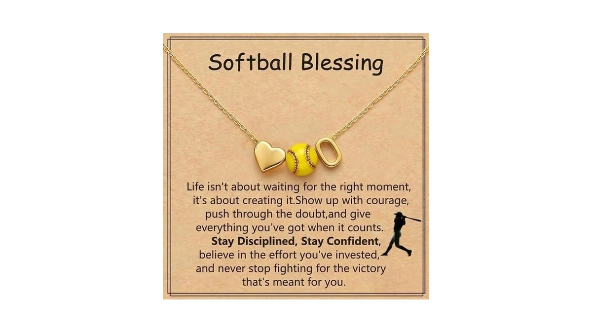 Zolzo Softball Necklace, Dainty A-z Pendant Letter Charm Necklace, Softball