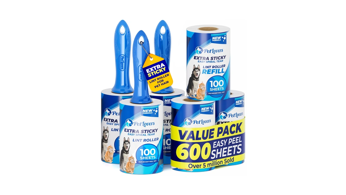 Petlovers Extra Sticky Lint Roller Mega Value Set 600 Sheets