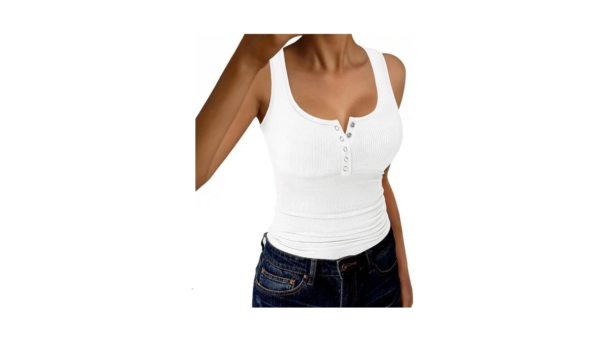 Gkbk Womens Backless Henley Tank Tops Scoop Neck Low Cut