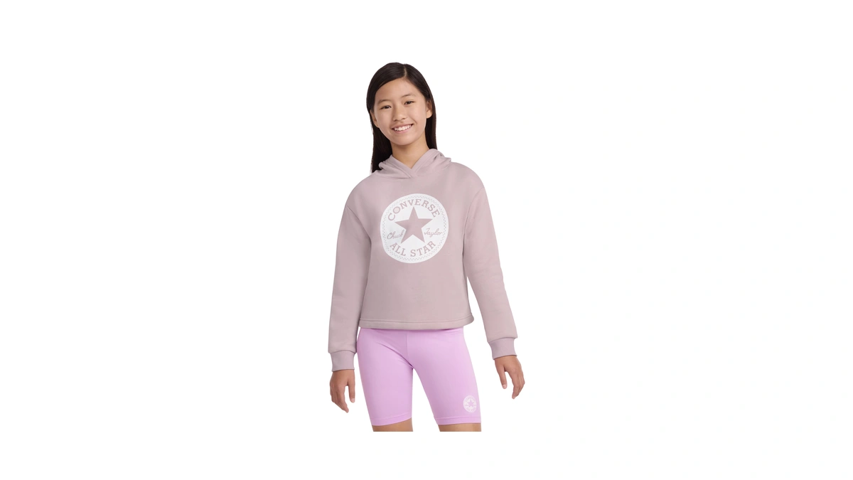 Converse Girls' Chuck Patch Cropped Hoodie, Phantom Violet, Small