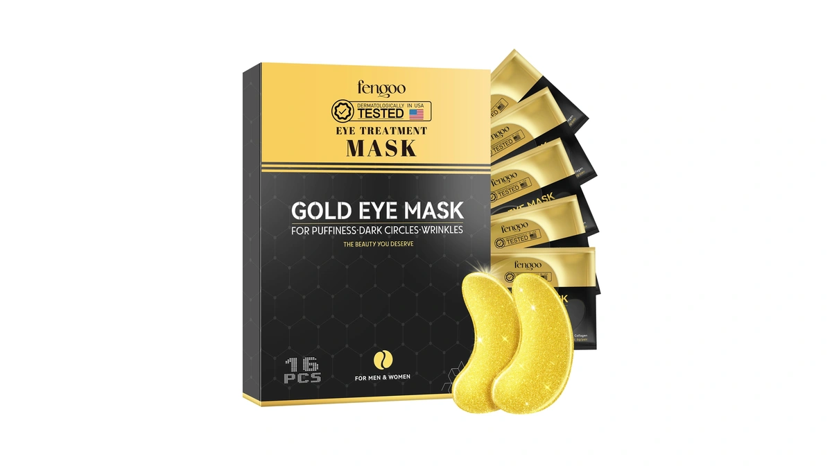 Fengoo 16 Pcs 24k Gold Collagen Under Eye Patches &