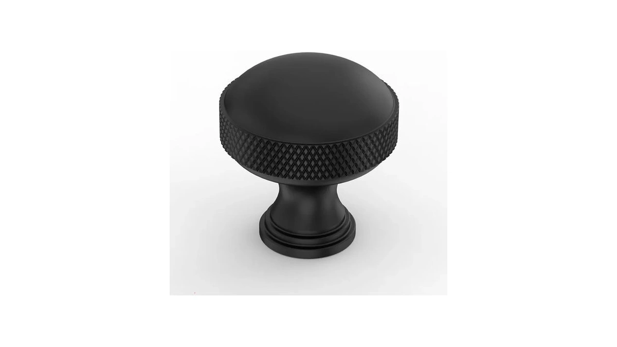Romatee 10 Pack Matte Black Knurled Cabinet Knobs 0.7 Inch(17mm)