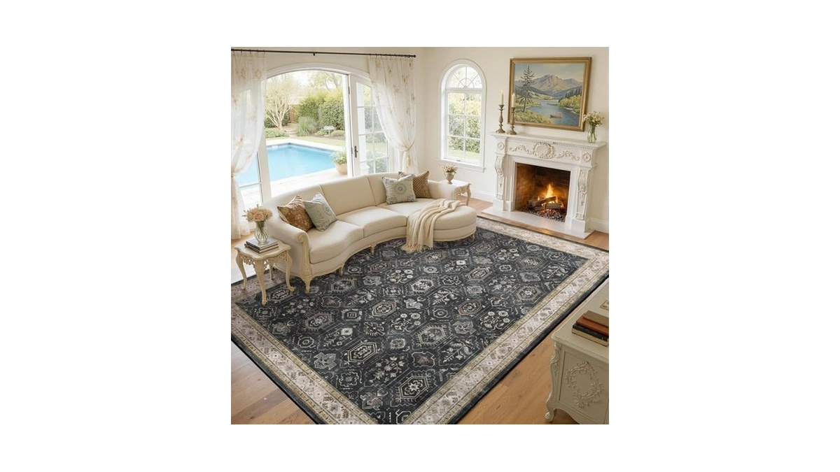 Groovoft 5x7 Area Rug For Living Room, Washable Vintage Small
