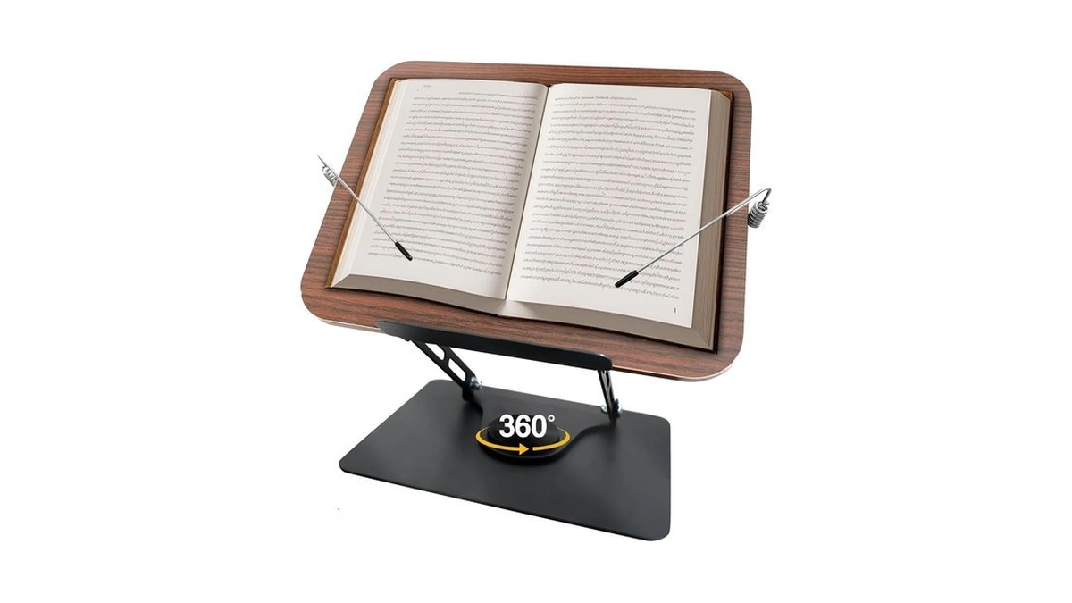 Book Stand For Reading, Adjustable Book Holder With 360°rotating Bases,