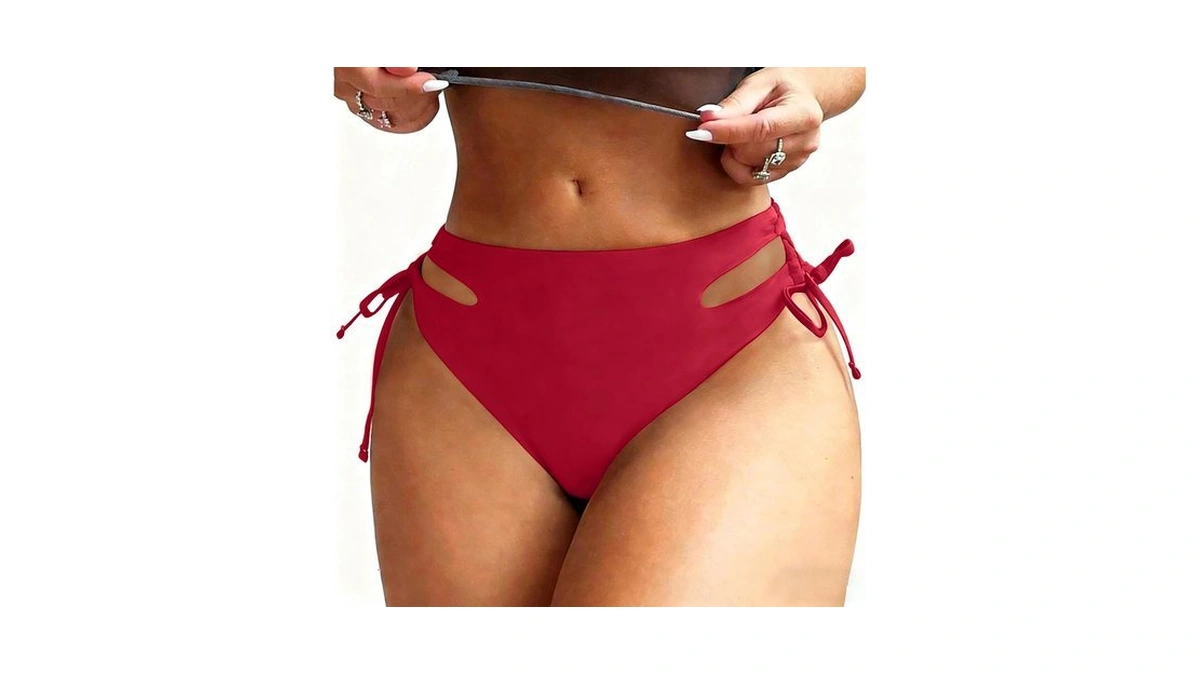 Wodecasa Women's High Waisted Bikini Bottoms Cheeky High Leg Cut