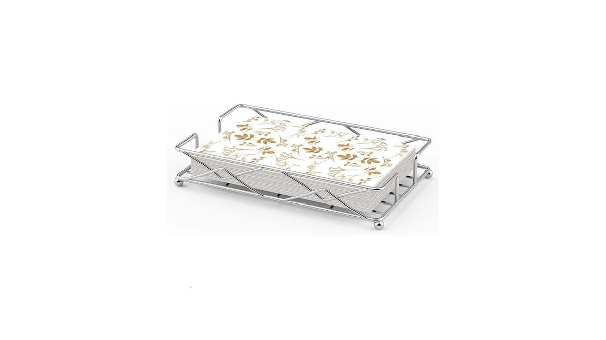 Lwsff Silver Napkin Basket, Guest Towel Holder & Metal Tray