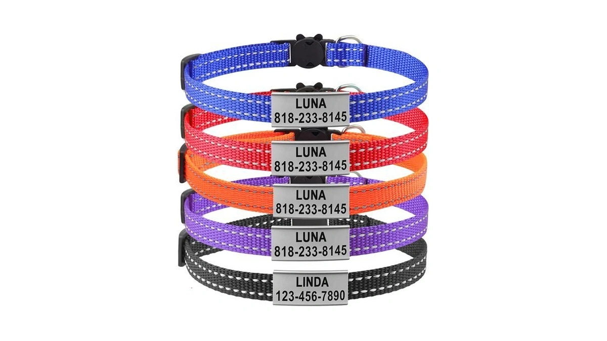 Cat Collar Personalized - Breakaway Reflective Cat Collar With Bell-custom